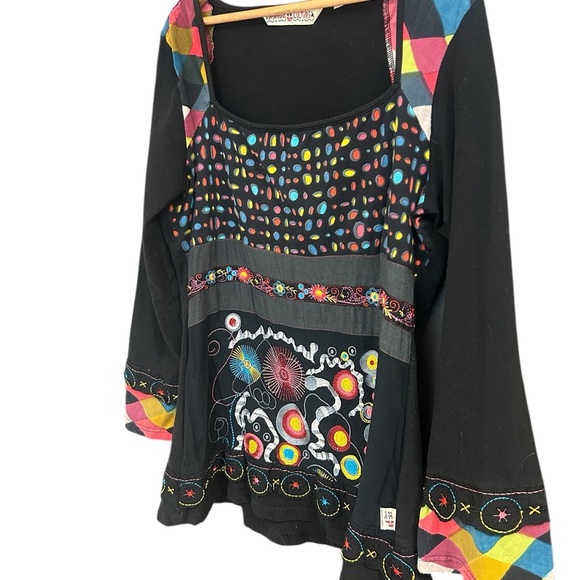 Salvage Culture XL rare tunic- ultra bright/ flare sleeves and bottom great cond - Picture 2 of 15